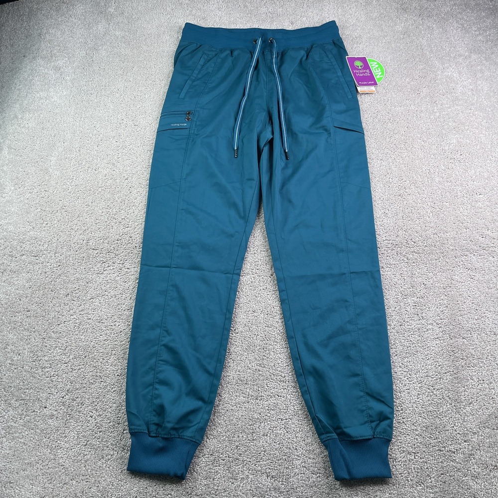 NEW Healing Hands Scrub Pants Womens Medium Tall Caribbean Toby Jogger Stretch